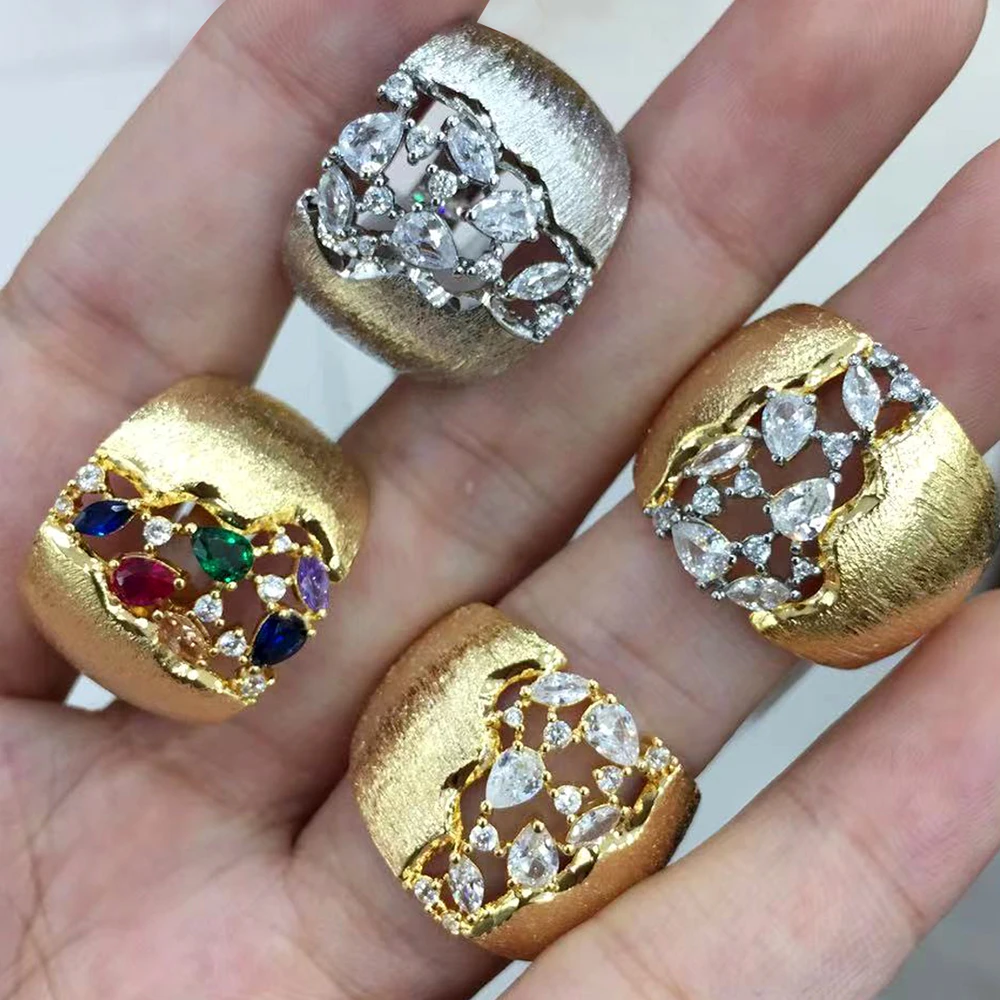 GODKI anelli in grassetto con catena a maglie di lusso con pietre di Zirconia 2022 gioielli da festa per fidanzamento da donna di alta qualità