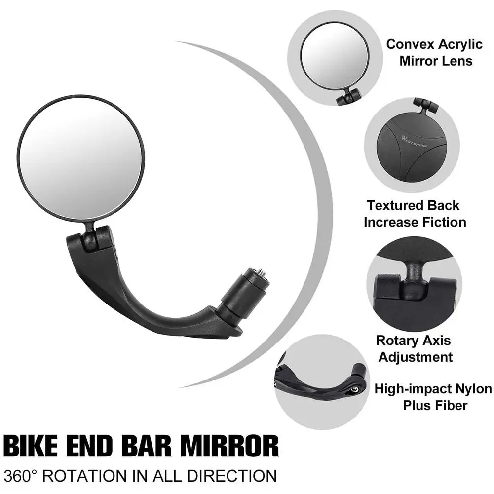 Bicycle Rear View Mirrors 360 Dregree Rotatable Folding Handlebar Mounted Convex Mirror For Mountain Road Bike Cycling Dropship