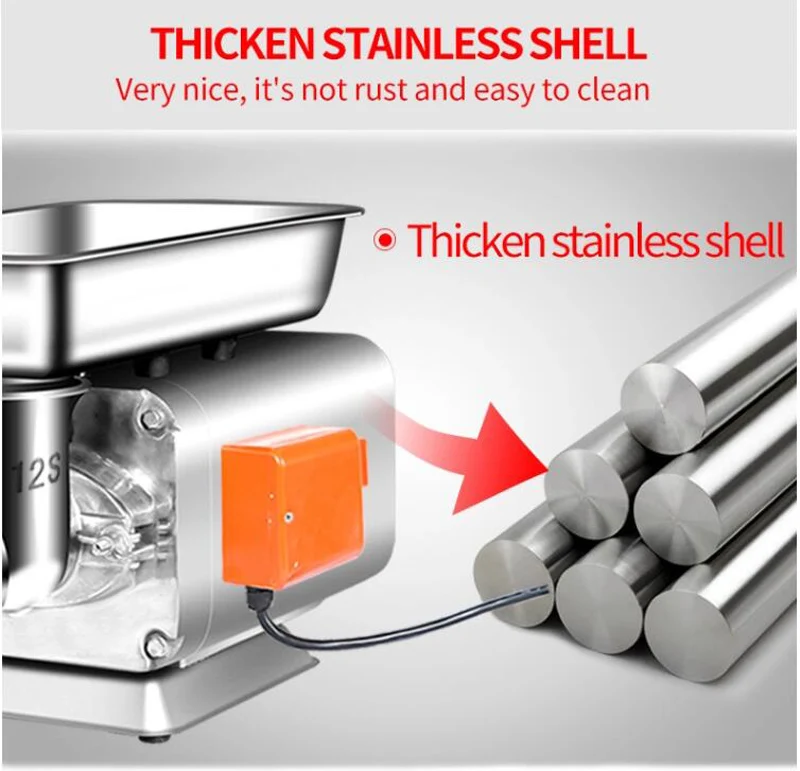 150KG/H Desktop Stainless Steel Electric Meat Grinders Commercial Sausage Stuffer Meat Mincer Heavy Duty Household Meat Grinders