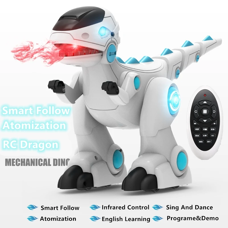 

Smart Electric Programe Remote Control Dinosaur Atomization Bionic Swing Tail Sing&Dance Cool Lights Remote Control Dinosaur Toy