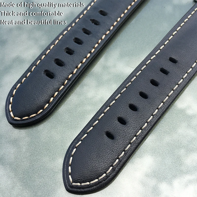 24mm Cowhide Genuine leather watch band special For PANERAI LUMINOR 1950 GMT SUBMERSIBLE PAM441 PAM438 Pin buckle strap for men