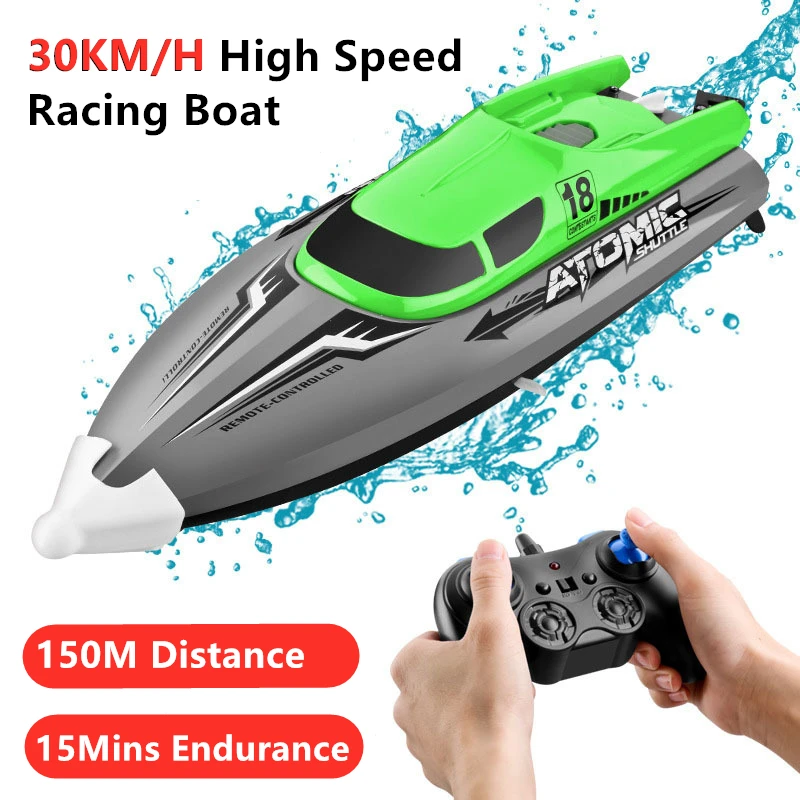 

30KM/H High-speed Wireless Remote Control SpeedBoat Capsize Reset Circulating Water-Cooled Low-Power Alarm Dual-Motor Boat Toy