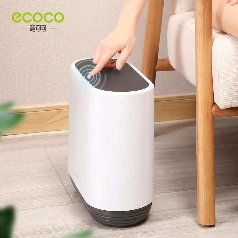 ECOCO Pressing Type Trashcan Large Capacity 10L Trash Cans for the Kitchen Bathroom Wc Bedroom Garbage