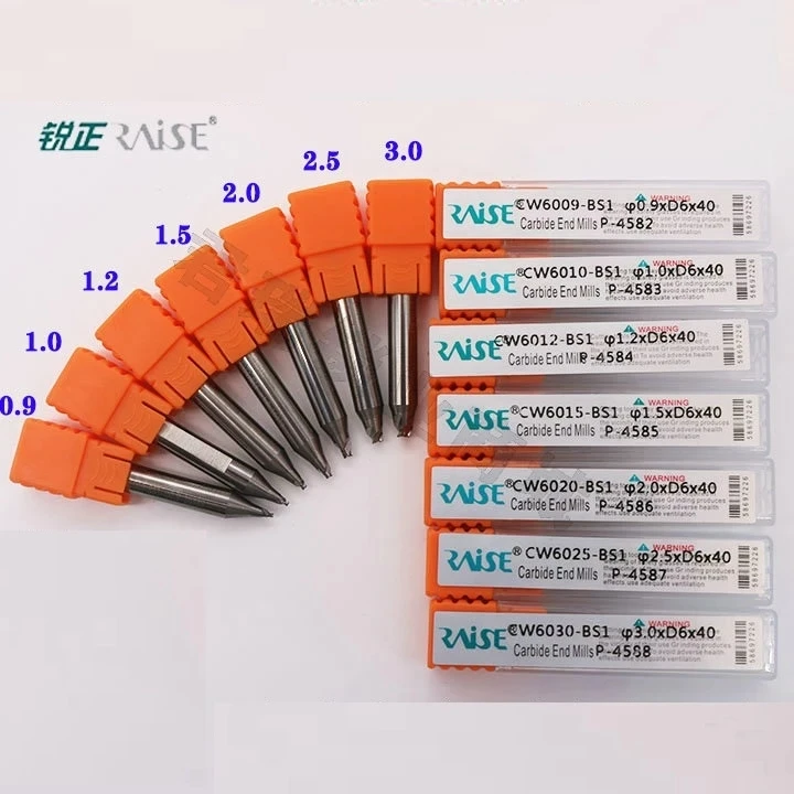 Raise Universal vertical milling cutter 0.9MM 1.0MM 1.2MM 1.5MM2.0MM 2.5MM 3MM end milling cutter