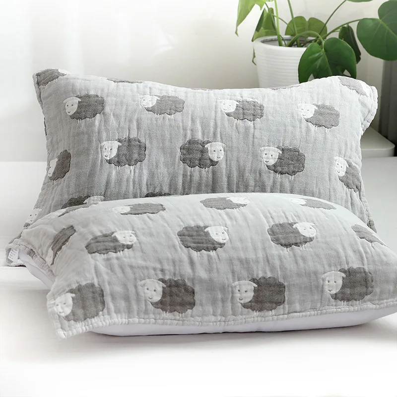 

2pcs/lot Jacquard Gauze Cotton Pillow Towel Cartoon Animal Bed Throw Pillowcase Cover Soft Pillow Case Towels 50cmX75cm