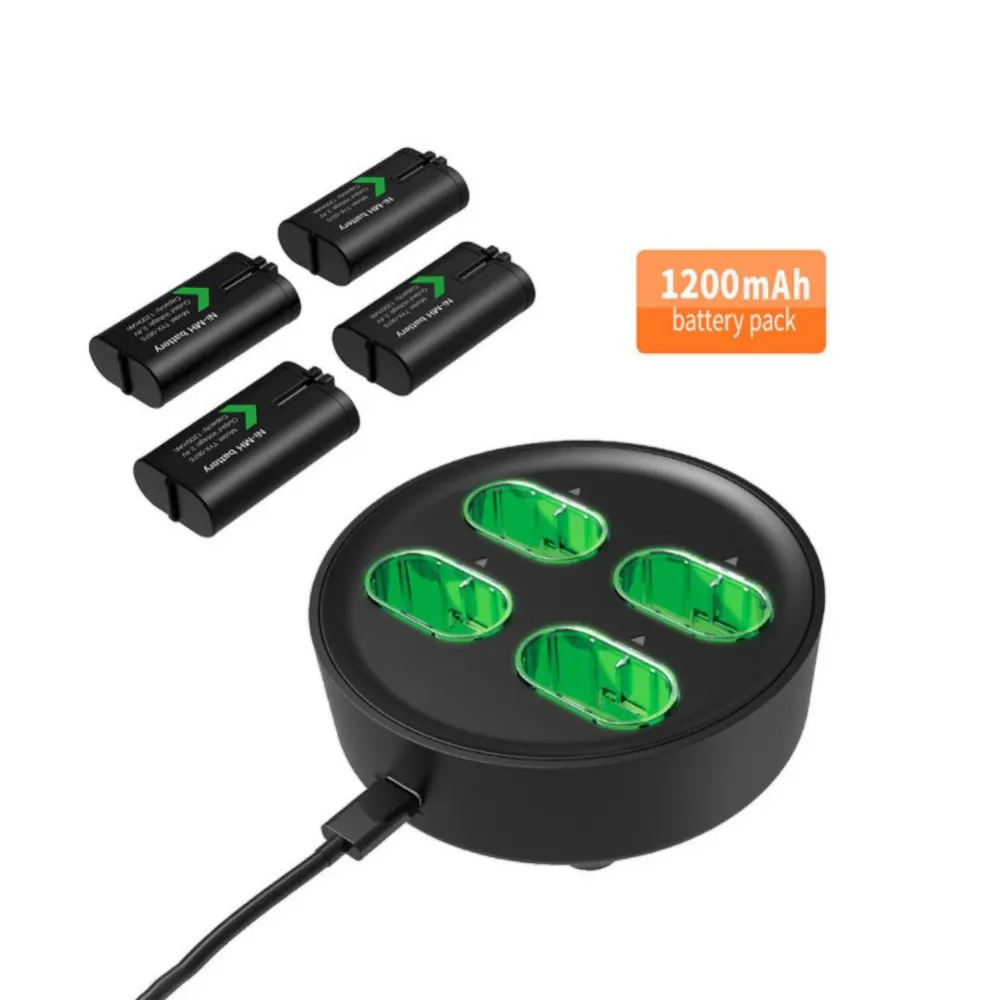 4 قطعة 1200mAh بطارية قابلة للشحن حزمة مع شاحن يو اس بي ل Xbox سلسلة X/S/Xbox One S/X وحدة تحكم لاسلكية تبديل البطارية