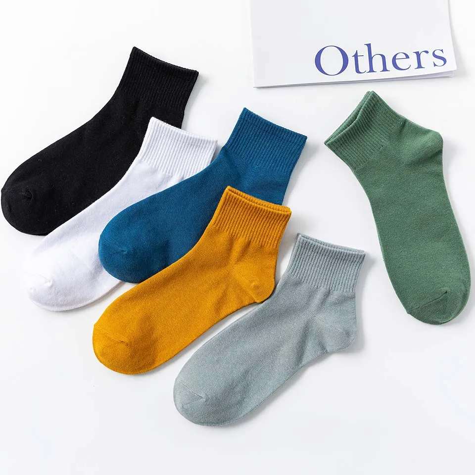 Men Ankle Cotton Socks Breathable Short Man Socks Casual Black Socks White Sports Sock 5 Pair