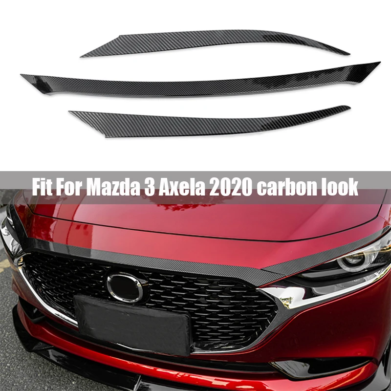 

Front Grille Hood Engine Cover Trim For Mazda 3 M3 Axela 2020 Bug Shields Car Styling ABS Sequins Sticker carbon fiber look