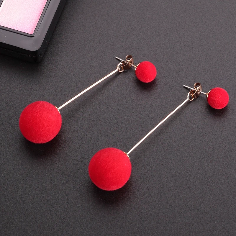 Fashion Small Big Ball Beads Dangle Earrings for Women Cute Blue White Black Red Long Drop Earrings Party Trendy Jewelry Gift