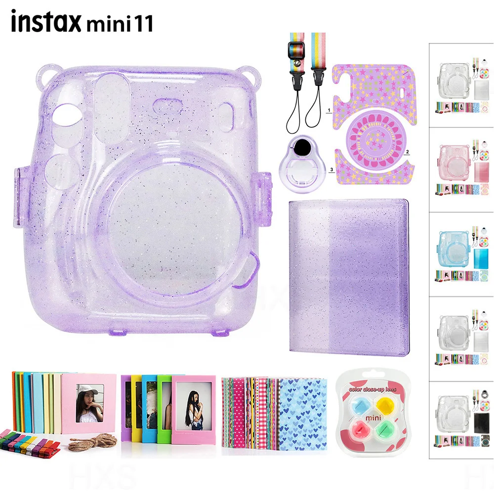 Compatible With Fujifilm Instax Mini 11 Camera, Accessories Bundle Includes Crystal Cover Case Photo Album Lens Filters Kit