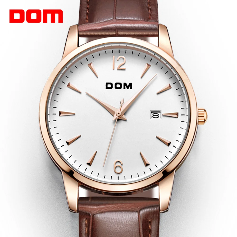 

DOM 2018 новые мужские часы, роскошные брендовые водонепроницаемые кварцевые часы с кожаным ремешком, деловые часы для мужчин, часы