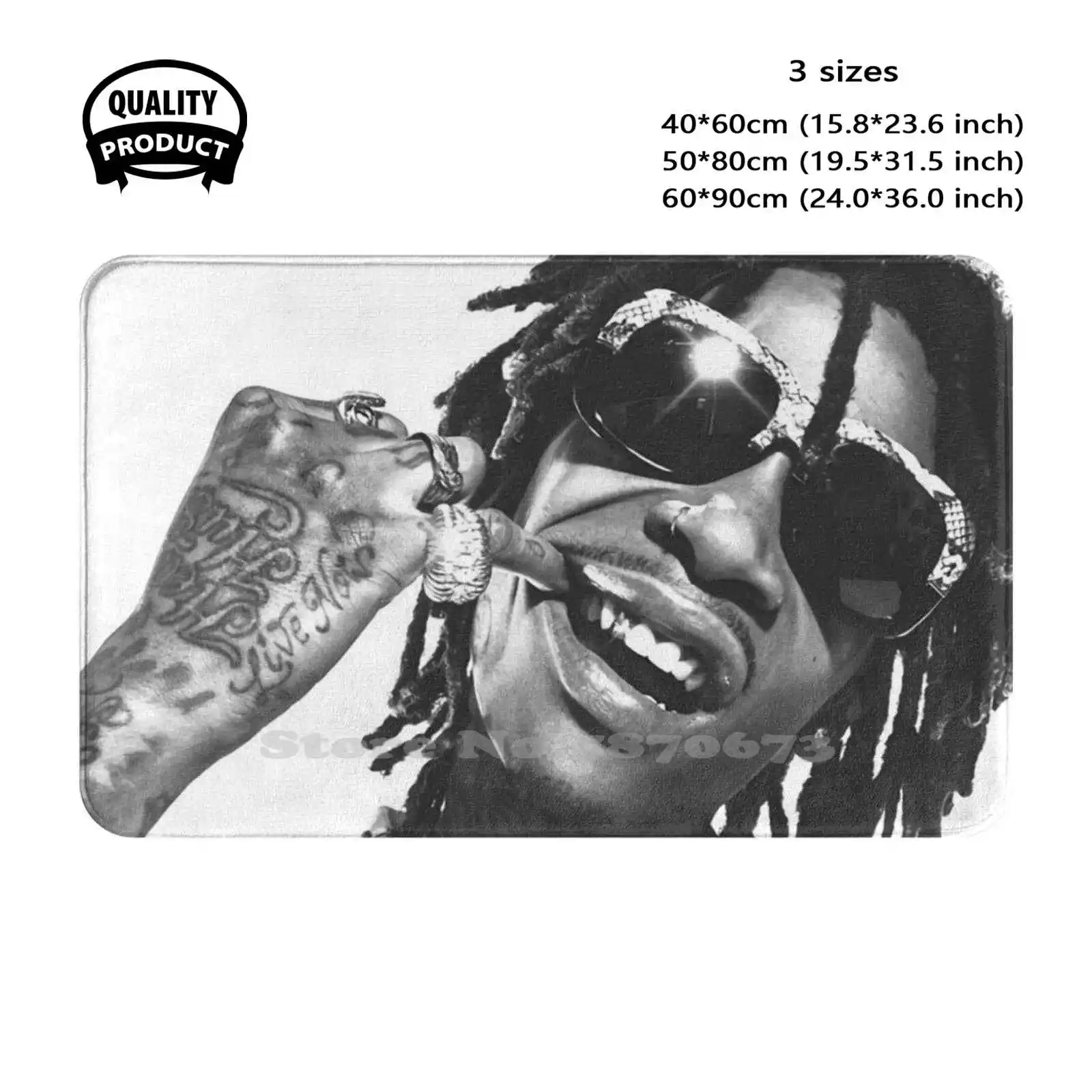 Swag Khalifa' Smile Soft Cushion Home Carpet Door Mat Car Rug Rapper Hip Hop Portrait Handsome Carti Song Sing Funny Black