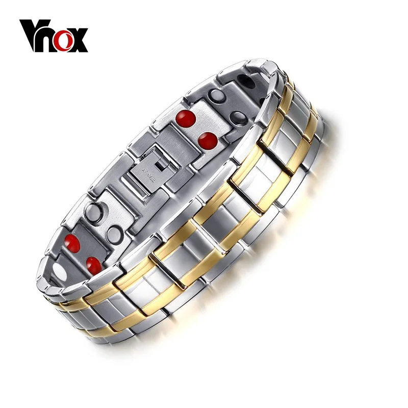 Vnox Stainless Steel Healthy Bracelet Men Jewelry Bio Energy Magnetotherapy Father's day Gift