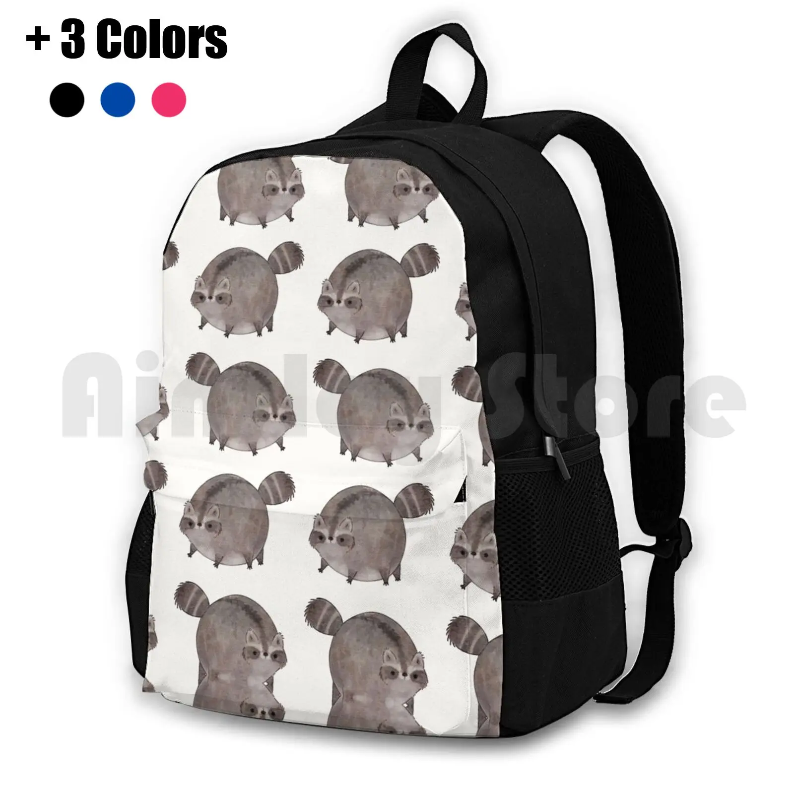 Chubby Trash Panda Outdoor Hiking Backpack Waterproof Camping Travel Cute Fat Raccoon Adorable Round Thicc Kawaii Top Trend