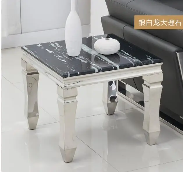 Ou shi contracted metal assembles marble edge a few phone a few stainless steel tempered glass small tea table sofa horn a few