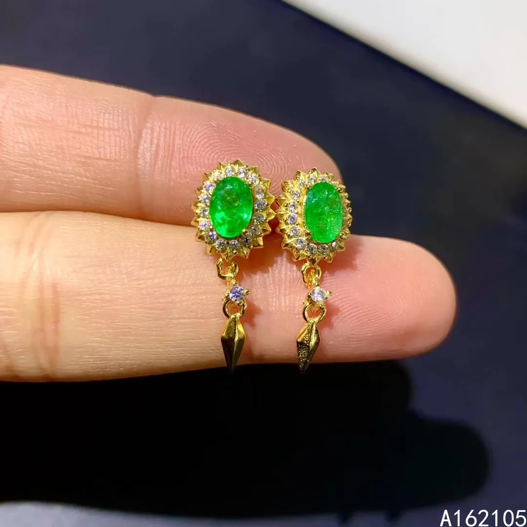 

Серьги-гвоздики женские из чистого серебра 925 пробы с натуральным изумрудом