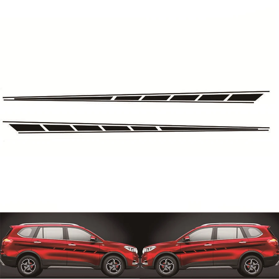

2pcs Car Both Sides Stickers Streamline Style Side Strip Car Wrap Vinyl Film Decoration 300x14cm