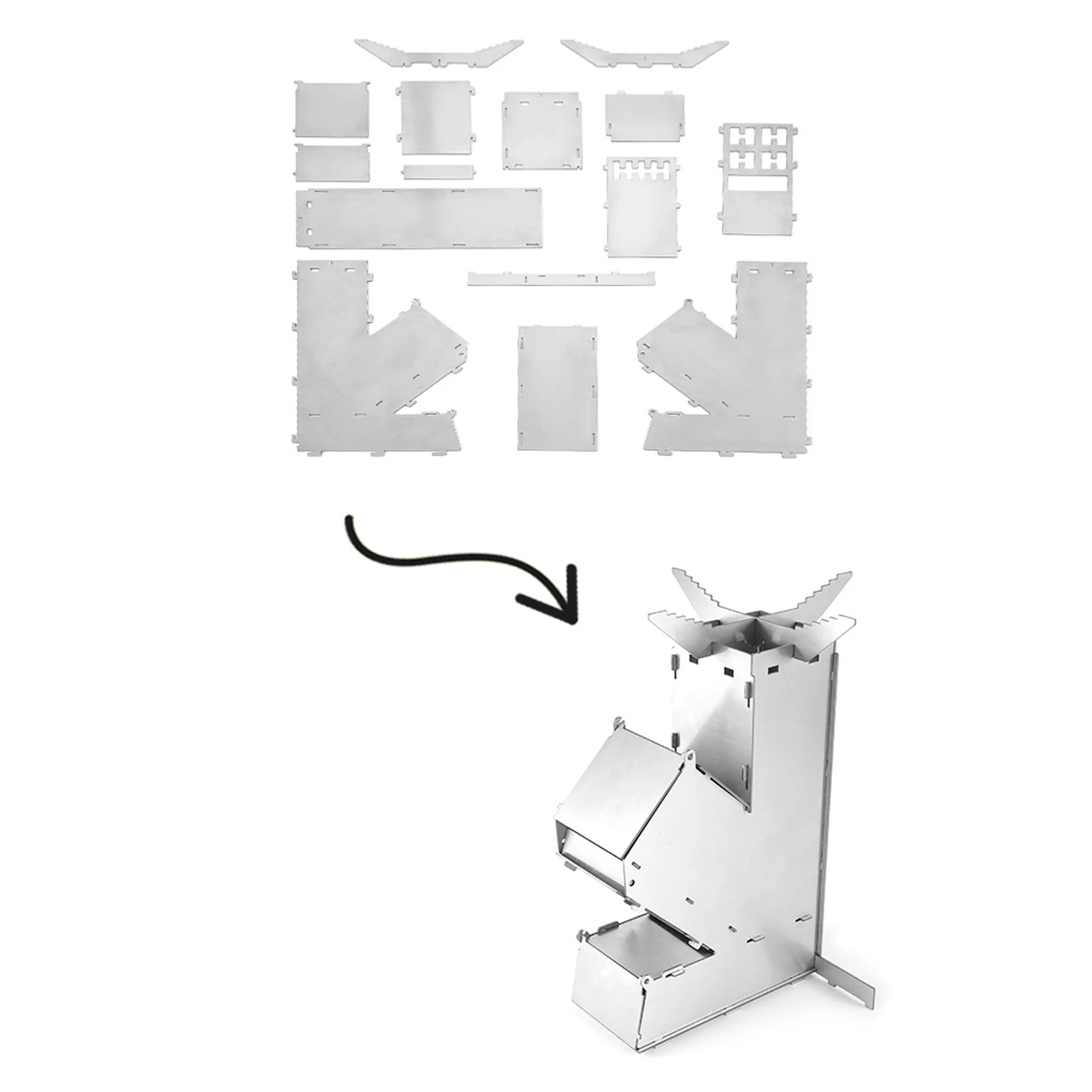 Outdoor Wood Stove Thick Stainless Steel Removable Portable Camping Stove Camping Hiking Fire Stove Camping Supplies - view 6