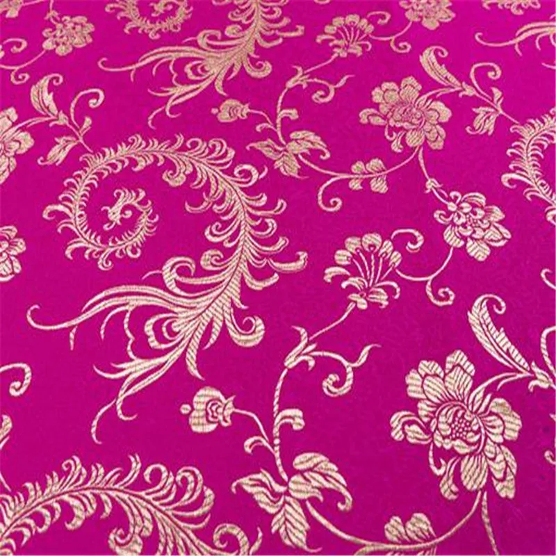 Jacquard Polyester Traditionele Ontwerp Prachtige Patroon Brocade Stoffen Voor Bruid Trouwjurken