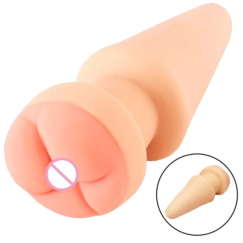 Vagina Real Pussy with Big Anal Plug Male Masturbator Artificial Vaginal Masturbation Cup Butt Plug Adult Sex Toys for Men Women