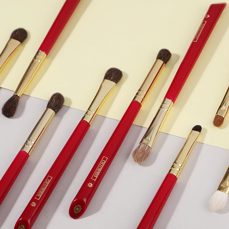 CHICHODO Makeup Brush-Luxurious Red Rose series-Selected Natural Animal Hair EyeBrushes Set-Professional Eye Make Up Brush Tools