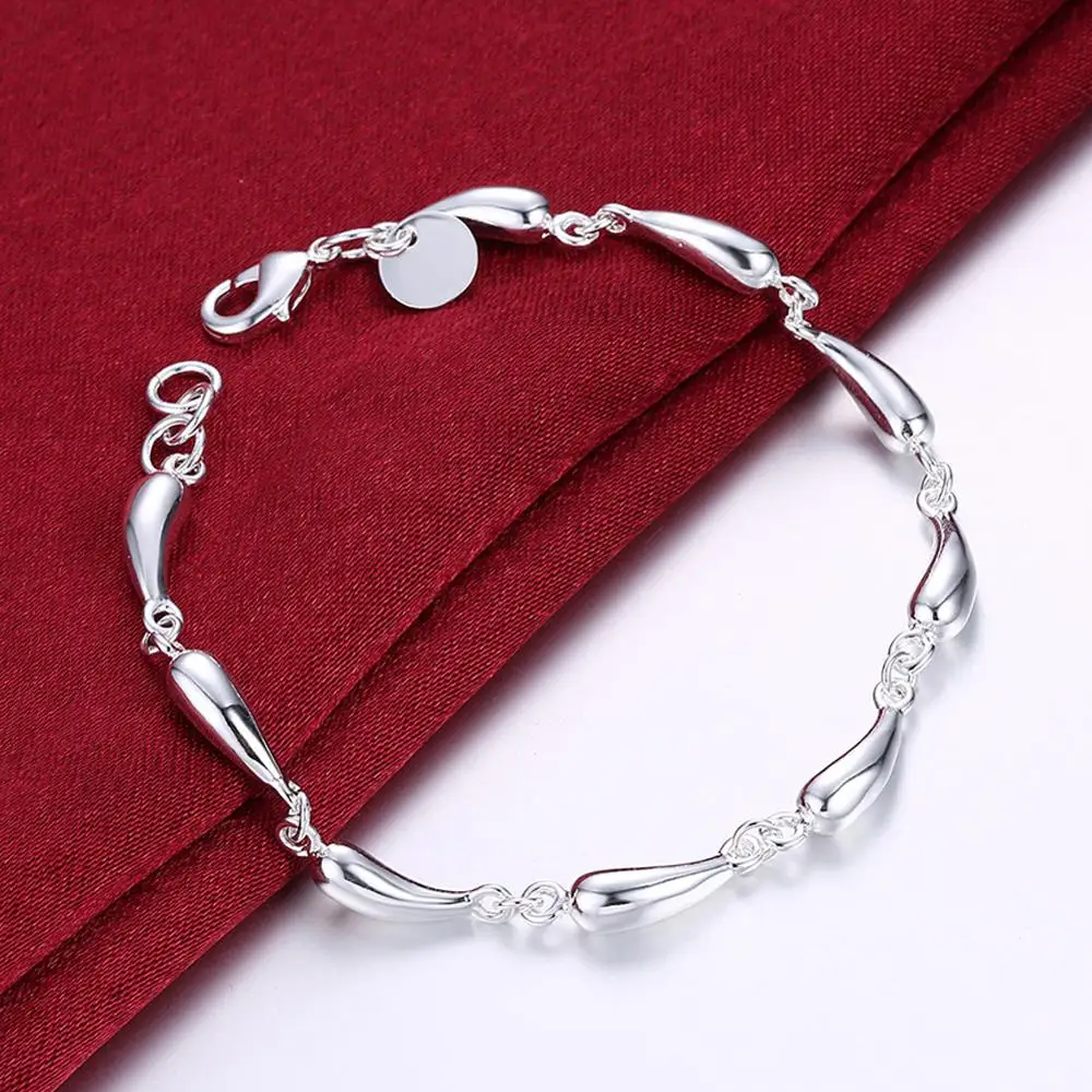 

New Trendy 925 Sterling Silver Full Water Drop Charm Bracelet For Women Female Fashion Jewelry Best Gift