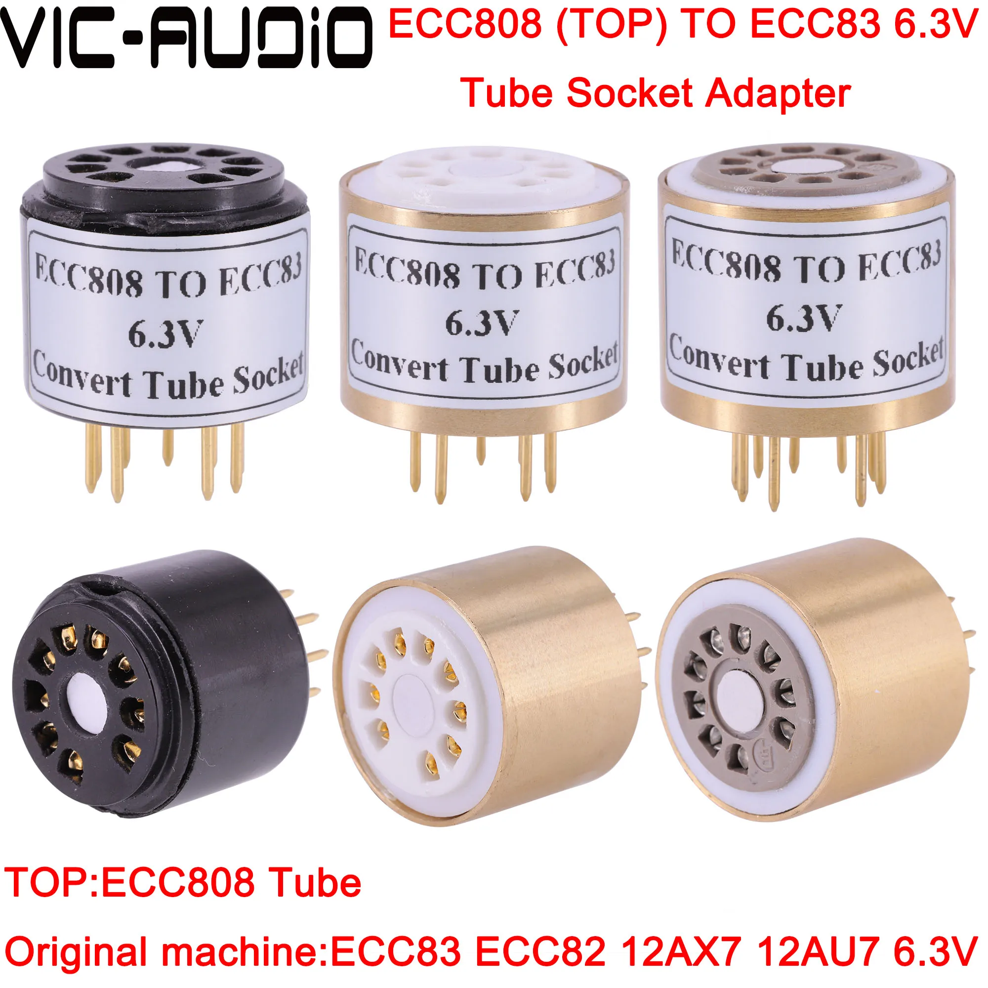 1PC ECC808 ECC83 ECC82 12AX7 12AU7 12AT7 6.3V หลอดสูญญากาศเครื่องขยายเสียงวินเทจ DIY HIFI Audio หลอดสูญญากาศอะแดปเตอร์เต้าเสียบ converter