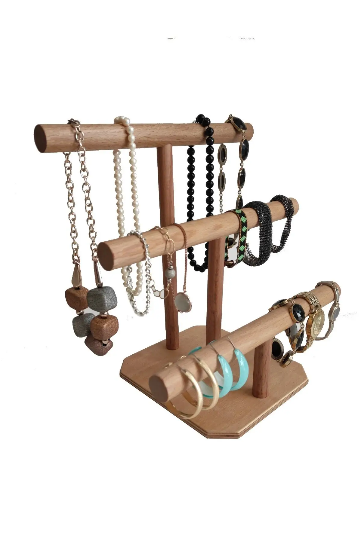 Decorative Wooden Jewelry Hanger Jewelry Stand 3 Tiers Düzenleyici Dekorasyon Takılık Organiser Jewelry Holder Decor