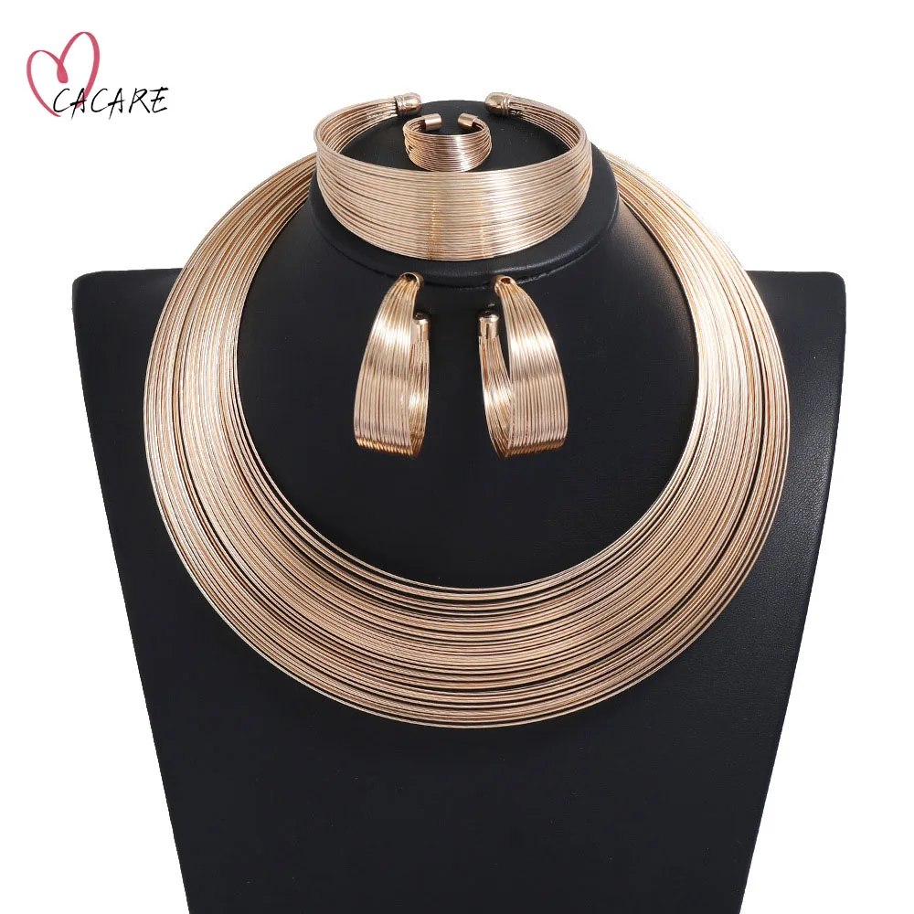 

5pcs Vintage Women Gold Jewelry Set Dubai Gold Plated Fashionable Jewelry Sets for Women F1200 CACARE