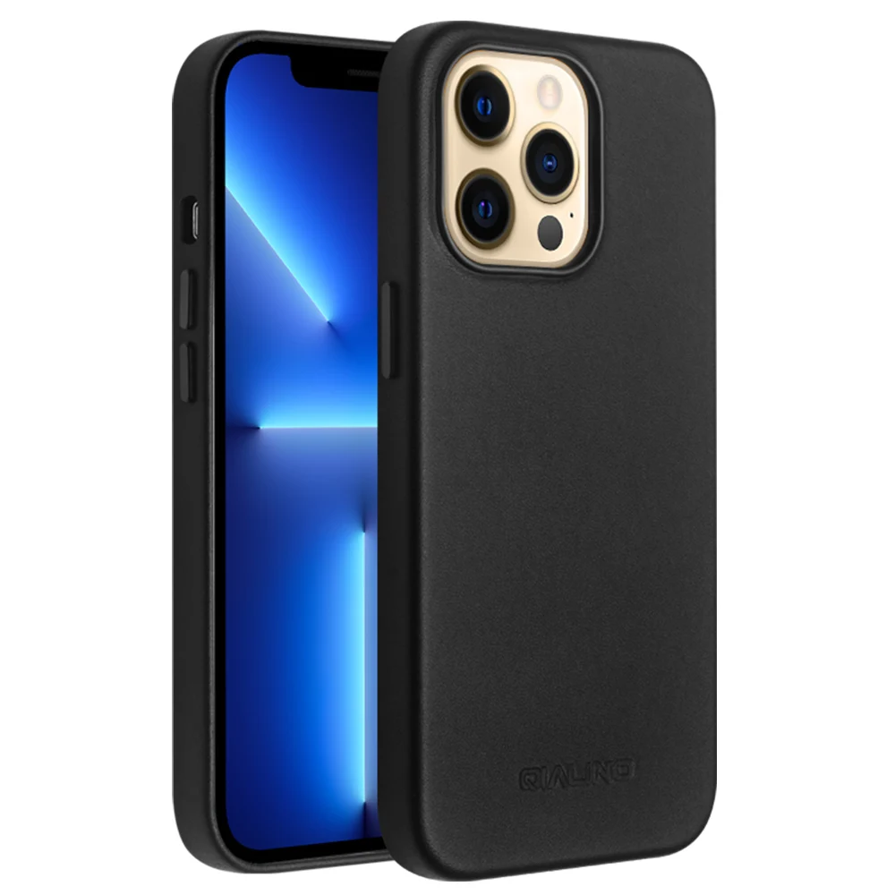 2022 QIALINO Genuine Leather Shockproof Phone Back Case For iPhone 14 13 Pro Max Cover for iPhone 11 12 13Pro XR XS Mini 7 8Plus