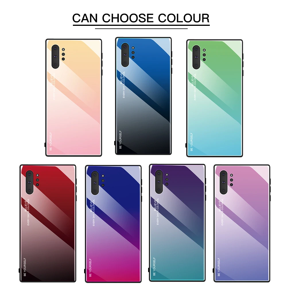 For Samsung Galaxy Note 10 Case Hard Tempered Glass Gradient protective Back Cover case For samsung note 10 plus note10 pro 10+