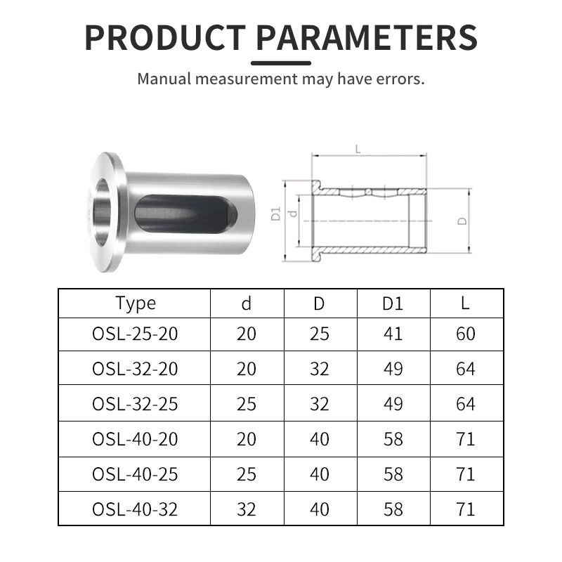 OMS oil path tool holder protective sleeve side-fixed tool holder reducing sleeve OSL32-25 high precision U drill sleeve