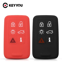 KEYYOU Car Styling 6 Buttons Silicone Rubber Smart Remote Key Case Fob Protection Cover For Volvo S40 S60 S80 V50 V70 XC60 XC70