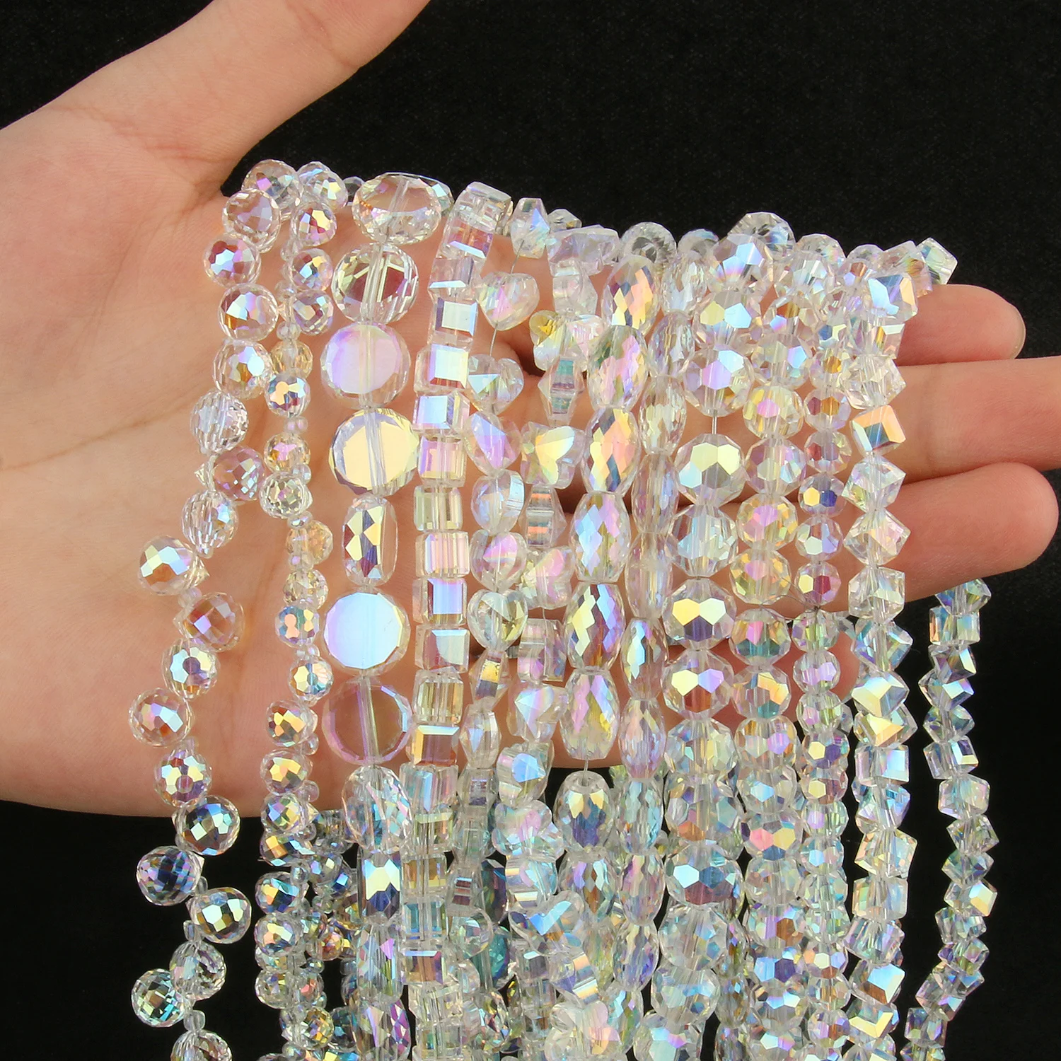 30pcs Transparent AB Color Plated Glass Crystal Beads Abacus Loose Rondelle Beads for Jewelry Making DIY Handmade Bracelet