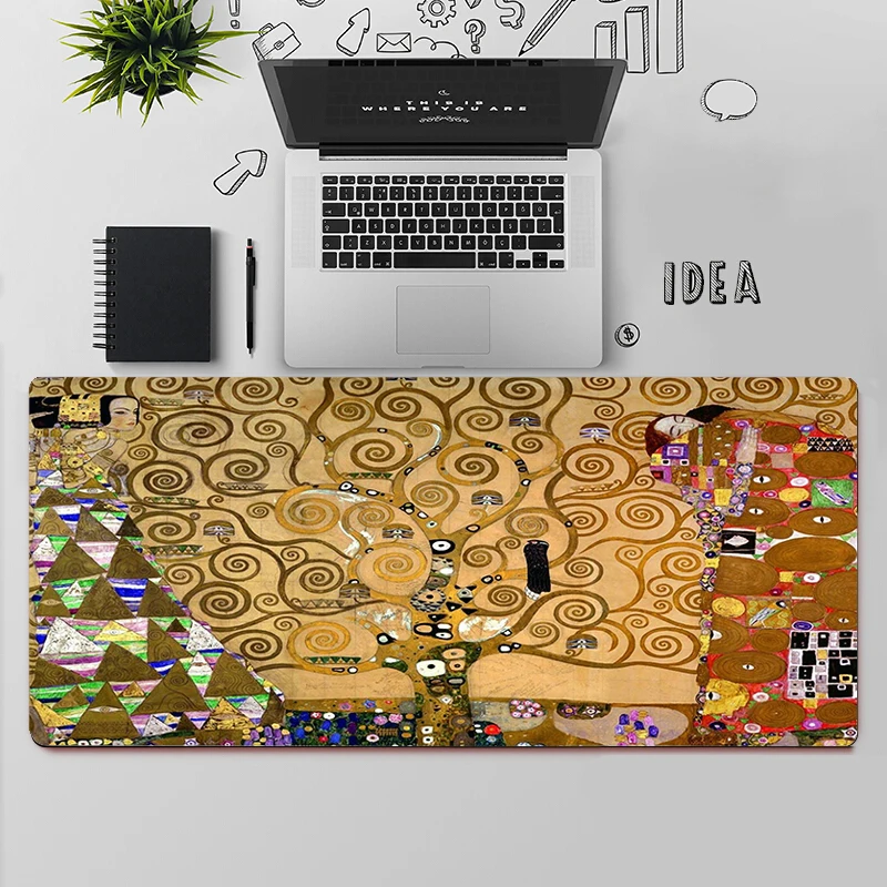 Tapis de souris de jeu pour PC, grand format, pour ordinateur et bureau, le Kiss Gustav Klimt, XXL