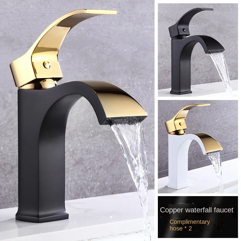 Waterfall Square Faucet Bathroom Above Counter Basin Hot and Cold Mixing Faucet Household Bathroom Faucet  Faucet Bathroom