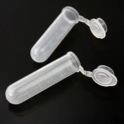 Wholesale 50pcs/5ml Laboratory Transparent Ultra-Fine Plastic Centrifuge Test Tube Empty Sample Storage Container Lid Supplies