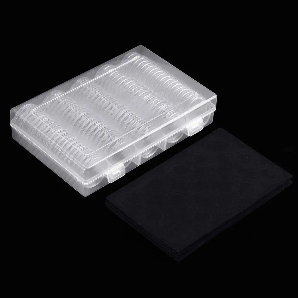 100Pcs 17/20/25/27/30mm Gasket Pads Coin Capsule Protector Display Protect Case Collection Holder Storage Box Home Decor