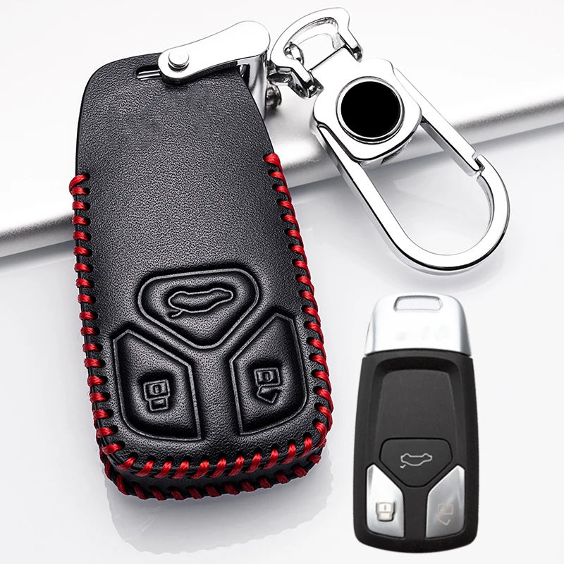 Key cover Car Key Case For AUDI A4 B9 Q5 Q7 TT TTS 8S 2016 2017 car smart remote Car Styling Top Layer Leather