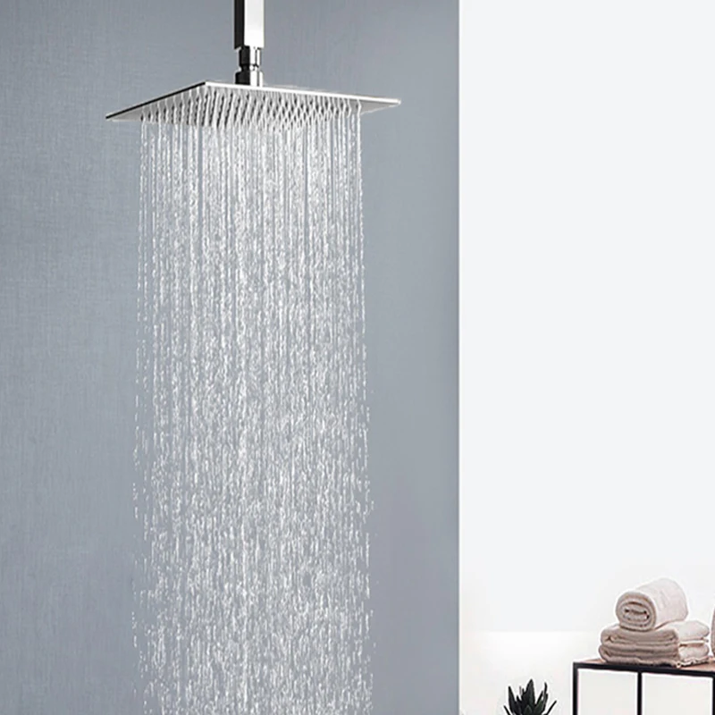 8/10/12/16 Inch Shower Head Shower Arm Brushed Stainless Steel Top Shower Wall or Ceiling Mount Round & Square Rain Shower
