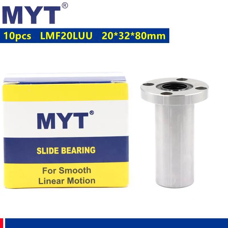 6pcs MYT high precision LMF20LUU lengthen round flange linear bearing LMF20L for 20mm CNC Router 3D printer parts 20x32x80 mm