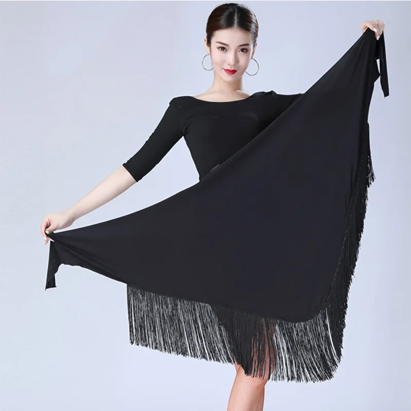 2020 New Lady Fringed Triangle Latin Dress Sexy One Skirt Adult Skirt Latin Dance Dress Costume Women\'s Black Practice Skirt