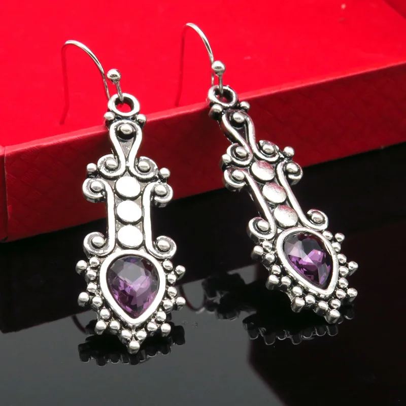 Rongrong European Fashion Retro Purple Crystal earrings Source of National Wind Court Ear Jewelry Wholesale