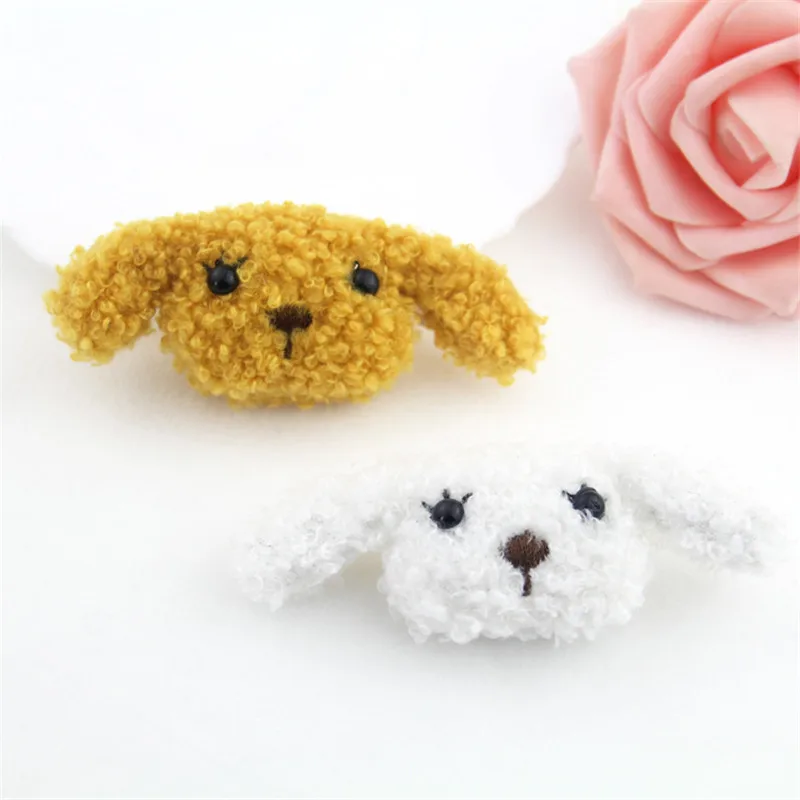 10Pcs/lot 5cm Plush cartoon dog doll hair clip accessories, plush fabric dog appliques for shoes clothing accessories