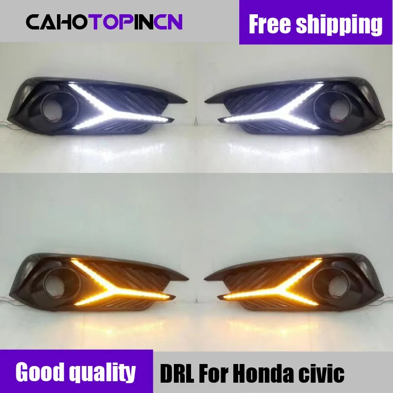 

Дневные ходовые огни для Honda Civic 10th 2016 2017 2018 авто-Стайлинг 12V светодиодный Габаритные огни светодиодные противотуманные лампы с сигнал поворота стиль реле