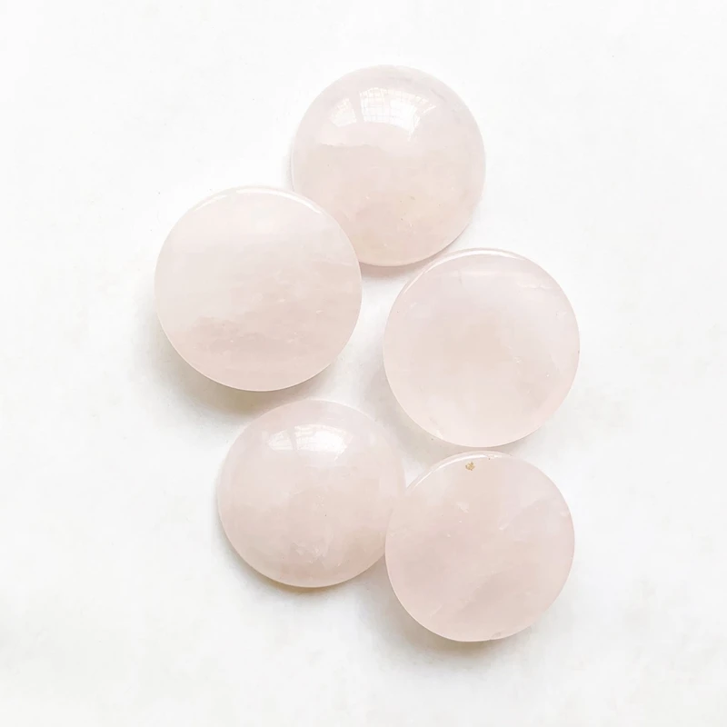 Natural Pink Quartz Stone Cabochon 20mm Round CAB Flat Back Cabochon Bead No Hole DIY Jewelry Making Crystals