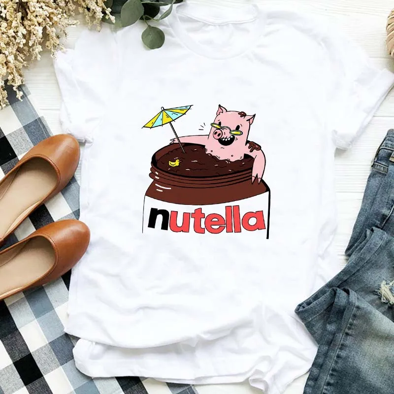 T-shirt Women Nutella Printed Fashion Harajuku Tshirt Girl Casual White Top T Shirt New Summer Female TShirt Clothing