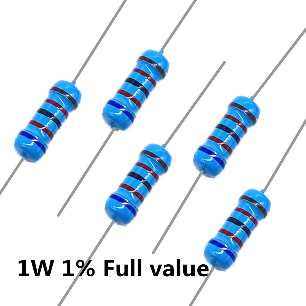 50 stücke 1W 1R ~ 1M 0,1 R 0,18 R 0,2 R 0,22 R 0,24 R 0,27 R 0,3 R 0,33 R 0,39 R 0,43 R 0,47 R 0,5 R 0,51 R 0,56 R 0,62 R Metall Film widerstand 1%