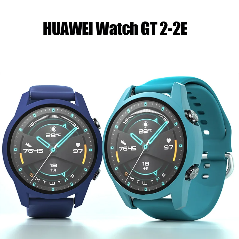 Kính Cường Lực + Ốp Lưng Cho Đồng Hồ Huawei Watch GT 2-2e 46Mm/42Mm Phụ Kiện Đầy Đủ Độ Phủ Ốp Lưng Cường Lực Bảo Vệ Màn Hình huawei Gt2e Gt2 Bao