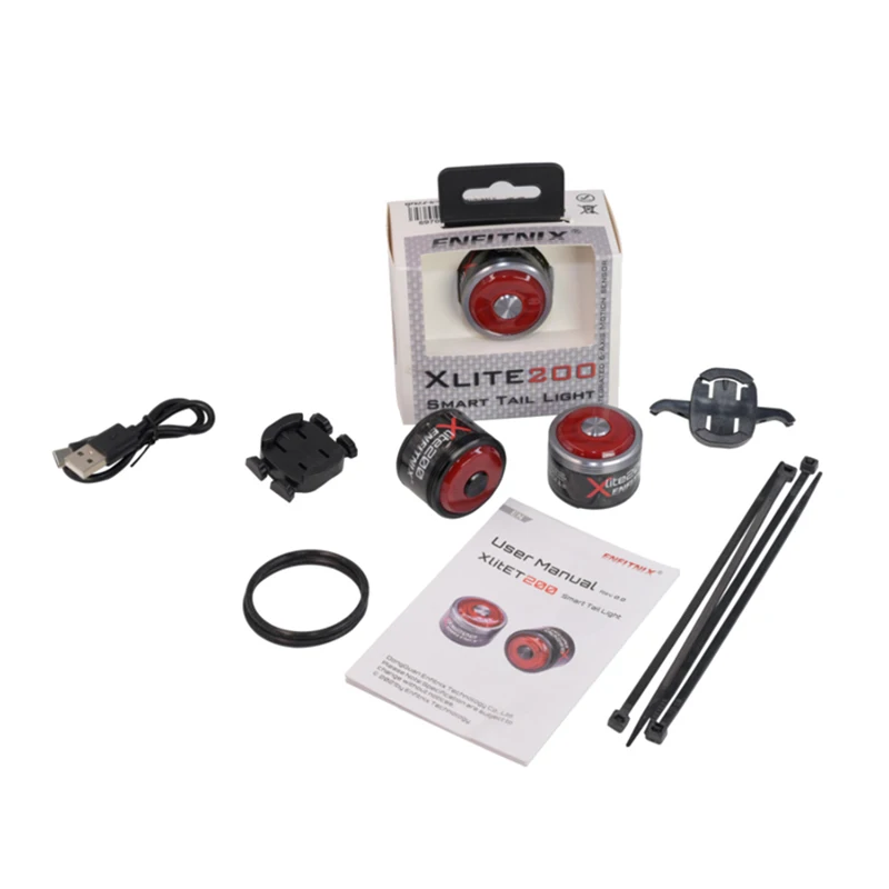 Enfitnix Newest Xlite200 Smart Tail Light T600 Carbon Fiber UltraLight Bright Led Warning Night Light Automatic Brake Rear Light